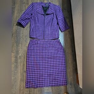 Zoda Purple Houndstooth 2pc Skirt Jacket Set 14